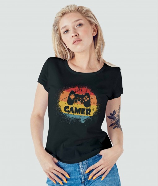 Дамска тениска с щампа Текст и надписи GAMER